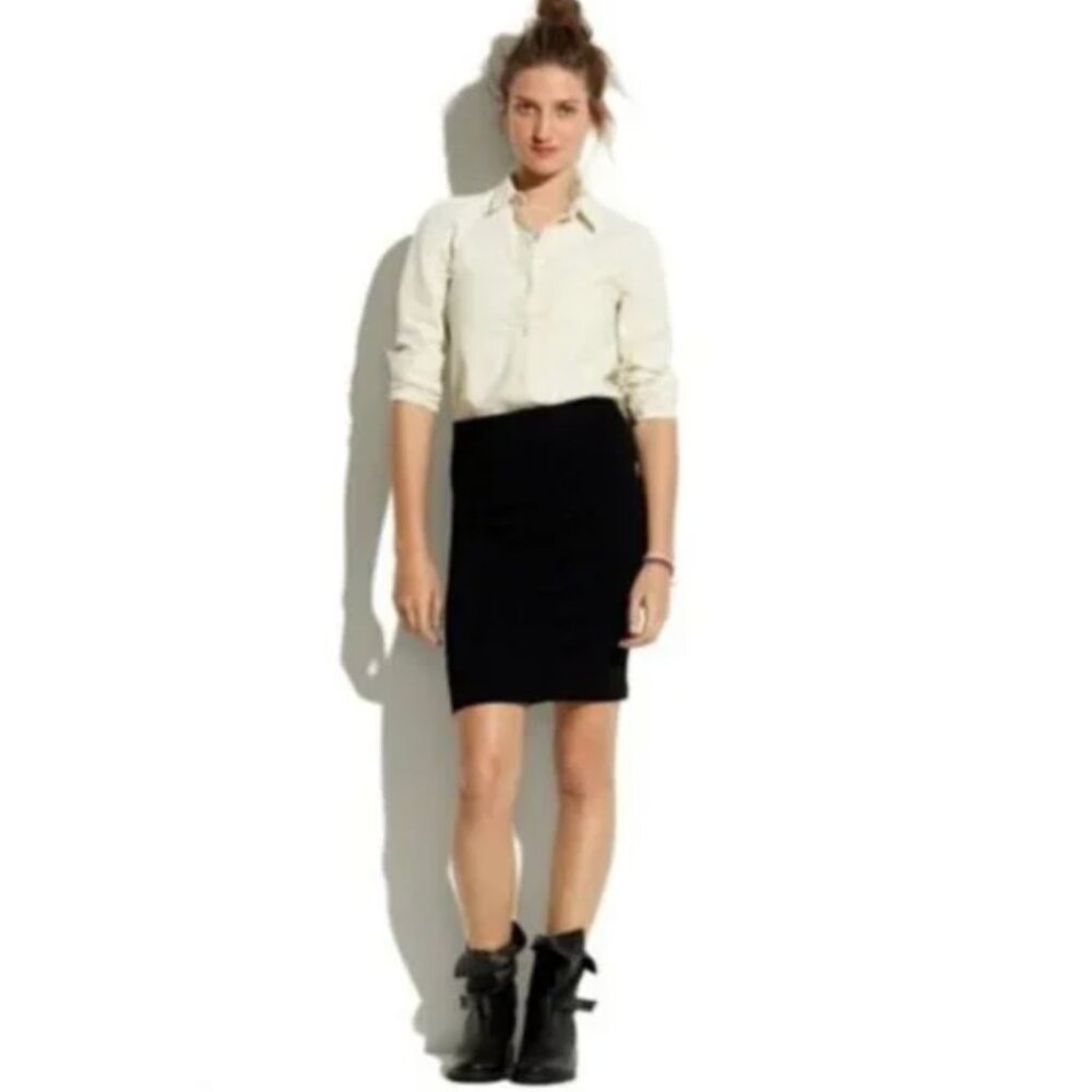 Madewell Black Ponte Knit Pencil Skirt, Size Medium